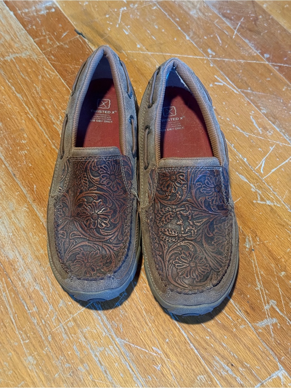Twisted X women’s Brown Embossed Slip-On Loafers